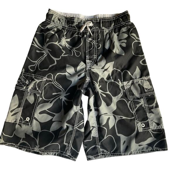 Old Navy Men’s Swimming Trunks size L, Gray Aloha Floral - Picture 1 of 10